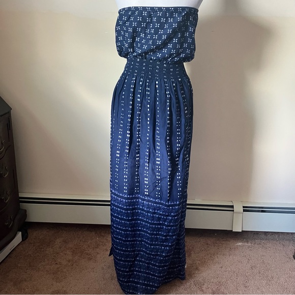 Athleta Blue Strapless Printed Maxi Dress size XS - Picture 5 of 8